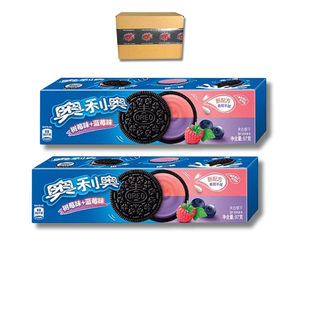 Pop SNAX Korean Oreo Blueberry Raspberry Sandwich Cookies, 6 oz, 2 Packs
