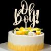 Oh Boy Cake Topper,Large size Wooden Baby Shower Cake Topper,For Rustic Theme Gender Reveal Party/Baby Booth Props Party Photo Decorations,Baby Baptism,Welcome Newborn Decor Supplies view 1