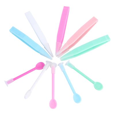FOMIYES 10sets Green Contacts Lens Remover Tweezers Suction Travel Home Kit Lens Holder Women Travel Essentials