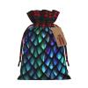 3d Magical Dragon Scales Pattern Print Christmas Wrapping Bags Gift Bags With Drawstring, Xmas Party Presents And Favors view 1