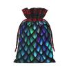 3d Magical Dragon Scales Pattern Print Christmas Wrapping Bags Gift Bags With Drawstring, Xmas Party Presents And Favors view 2
