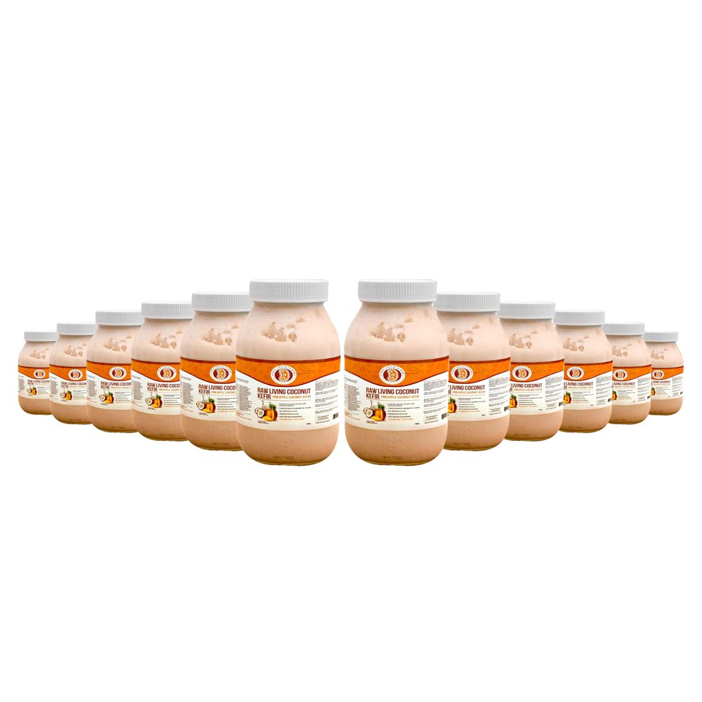 Pineapple Coconut Kefir  Organic Fermented Probiotic Drink with Live Cultures | Low Sugar, Gut Health & Digestion Support | by This Chick Is Raw (Full Case)