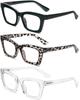 REAVEE 3 Pack Oprah Style Bifocal Reading Glasses for Women, Blue Light Blocking Stylish Thick Frame Trendy Cute Readers with Spring Hinge (Black/Clear Leopard/Clear 1.0) view 2