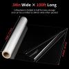 Jutieuo 100 ftx34 in Extra Wide Clear Cellophane Wrap Roll | 2.5 Mil Thick Crystal Transparent Plastic | Bouquet, Baskets, Gifts, Crafts, Treats, Wrapping | Food Grade (34" Fold into 17") view 2