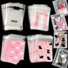 200 Pcs Resealable Cellophane Bags, Self-Adhesive Cookie, Candy & Dessert Bags - Small Pink Bow, Clear Candy Card Sleeves - Pack of 200 view 1