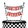 Two Fast Cake Topper, Race Car 2nd Cake Decoration, 2 Years Old Red Black and White Racing Birthday Cake Decor, Happy 2s Checkered Flag Themed Birthday Party Supplies for Kids Boy Girl view 1