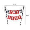 Two Fast Cake Topper, Race Car 2nd Cake Decoration, 2 Years Old Red Black and White Racing Birthday Cake Decor, Happy 2s Checkered Flag Themed Birthday Party Supplies for Kids Boy Girl view 2