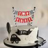 Two Fast Cake Topper, Race Car 2nd Cake Decoration, 2 Years Old Red Black and White Racing Birthday Cake Decor, Happy 2s Checkered Flag Themed Birthday Party Supplies for Kids Boy Girl view 3