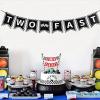 Two Fast Cake Topper, Race Car 2nd Cake Decoration, 2 Years Old Red Black and White Racing Birthday Cake Decor, Happy 2s Checkered Flag Themed Birthday Party Supplies for Kids Boy Girl view 4