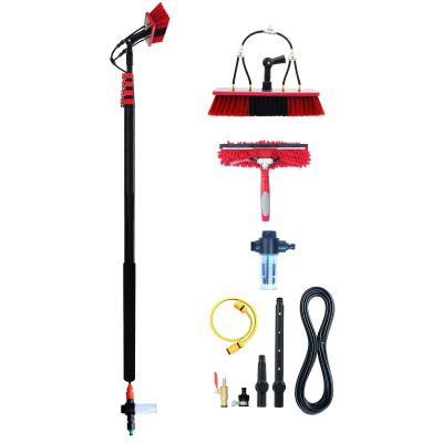 CNHOPOLE Water Fed Pole Window Cleaning Brush System Solar Panel Washing Kit 24ft Extension Pole Telescopic High Reach Cleaner with Soap Dispenser