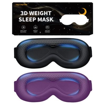3D Weighted Sleep Mask for Women Men 2 Pack (Black,Purple)