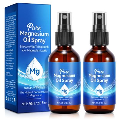 Magnesium Oil Spray, Pure Magnesium Oil for Feet,100% Natural & Organic Magnesium Spray Glass Bottle, Easy to Absorb & Use, Topical Magnesium Oil (4 Fl Oz,Pack of 2)