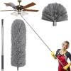100 Inch Cobweb Duster, Spider Web Brush & Microfiber Feather Duster with 100" Extension Pole, Bendable Head, Scratch-Resistant Cover, Washable Duster for Home Ceiling, Fan, Furniture (Gray) view 1