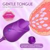NineLife Basics Easy to Operate Rose Shape Toys Update Model 3 in 1 Rose Toy with Tongue Licking, Thrusting and Vibrating Adult Tools YB3+6 * 6, Roses-purple view 3