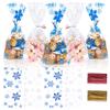 100 Pcs Christmas Treat Bags, Snowflake Christmas Clear Cellophane Candy Cookie Goodie Bags for Party Favors Supplies New Year Holiday Gifts with 100 Pcs Twist Ties view 1
