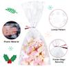 100 Pcs Christmas Treat Bags, Snowflake Christmas Clear Cellophane Candy Cookie Goodie Bags for Party Favors Supplies New Year Holiday Gifts with 100 Pcs Twist Ties view 3