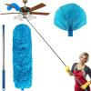 100 Inch Cobweb Duster, Spider Web Brush & Microfiber Feather Duster with 100" Extension Pole, Bendable Head, Scratch-Resistant Cover, Washable Duster for Home Ceiling, Fan, Furniture (Blue) view 1