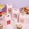 AHANDMAKER 24Pcs Paper Gift Boxes with Windows, Goodies Boxes Gift Boxes Treat Boxes, Pink Gift Box for Food Birthday Wedding Party, 3.93x2.3x5.9 Inch view 4