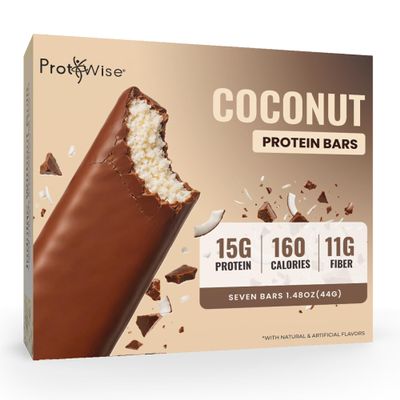 ProtiWise Coconut High Protein Bars, 7ct - 15g Protein - High Fiber - Keto