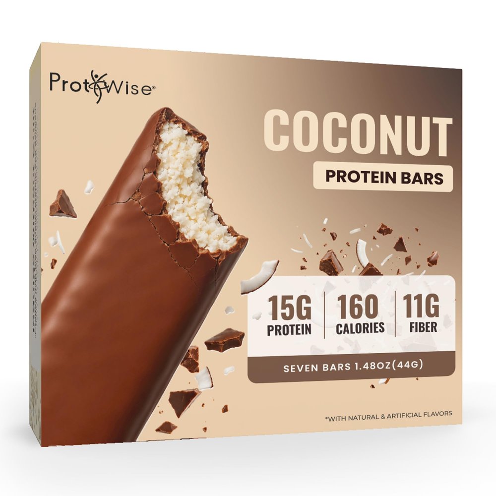 ProtiWise Coconut High Protein Bars, 7ct - 15g Protein - High Fiber - Keto