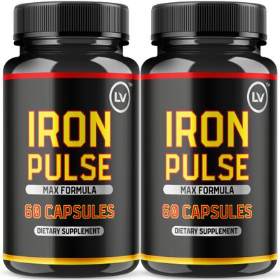 (2 Pack) IronPulse Capsules, Iron Pulse Capsules Max Formula, IronPulse Support, IronPulse Pills, Iron Pulse Support Pills, 120 Capsules for 2 Months