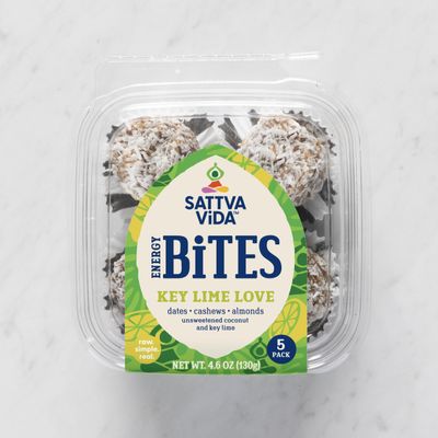 Sattva Vida Energy Bites - Key Lime Love, Case of 8 with 5 Pieces per Pack, Cashew and Date Based Date Balls
