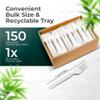 100% Compostable Forks 150 Large biodegradable Disposable Compostable Cutlery Silverware Utensils durable and heat resistant alternative to plastic forks with convenient tray by KOALALOVE view 2