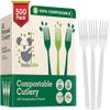 100% Compostable Forks 500 Large biodegradable Disposable Compostable Cutlery Silverware Utensils durable and heat resistant alternative to plastic forks with convenient tray by KOALALOVE view 1