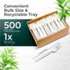 100% Compostable Forks 500 Large biodegradable Disposable Compostable Cutlery Silverware Utensils durable and heat resistant alternative to plastic forks with convenient tray by KOALALOVE view 2