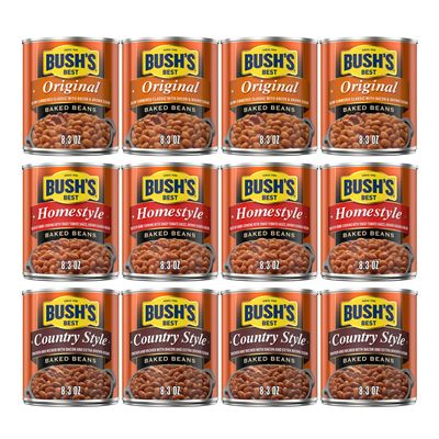 Bushs Best Baked Beans for BBQ, Pantry Staple, Ready-to-Serve Country Style, Original & Homestyle, 8.3 oz Each (Variety Pack)