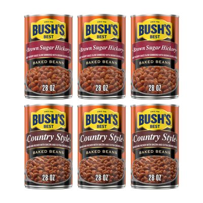 Bush's Best Baked Beans, Country Style Classics, 3 Country Style (28 Oz), 3 Brown Sugar Hickory (28 Oz), (Variety Pack)