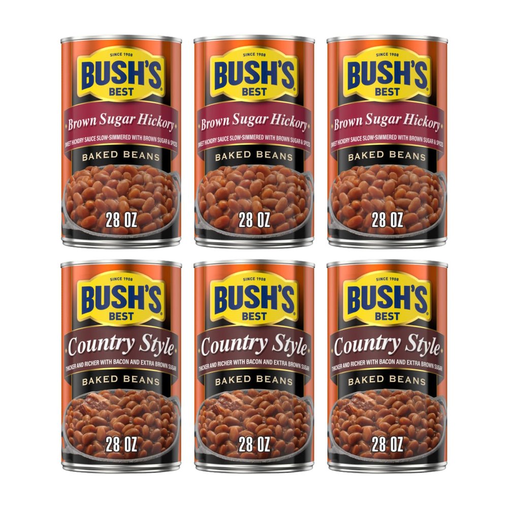 Bush's Best Baked Beans, Country Style Classics, 3 Country Style (28 Oz), 3 Brown Sugar Hickory (28 Oz), (Variety Pack)