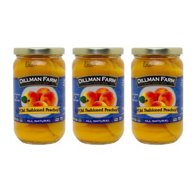 Dillman Farm Peach Halves-Old Fashioned-Gluten-Free, Non-GMO, Eco-Friendly Vegan, Kosher, Preservative Free, Corn Syrup Free - Made in USA, 16oz (pack of 3). (Old Fashioned)