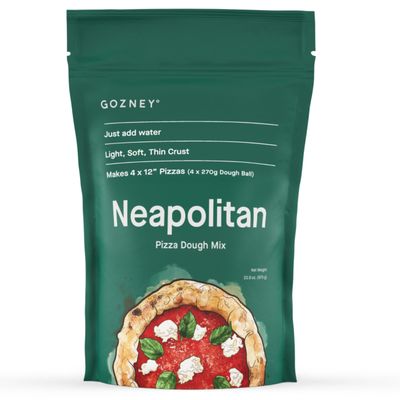 Gozney Just-Add-Water Neapolitan Pizza Dough Mix for Authentic Italian Pizzas  Makes 4 x 9.5oz (270g) Dough Balls for 4 x 12" Pizzas, Premium Flour Baking Mix