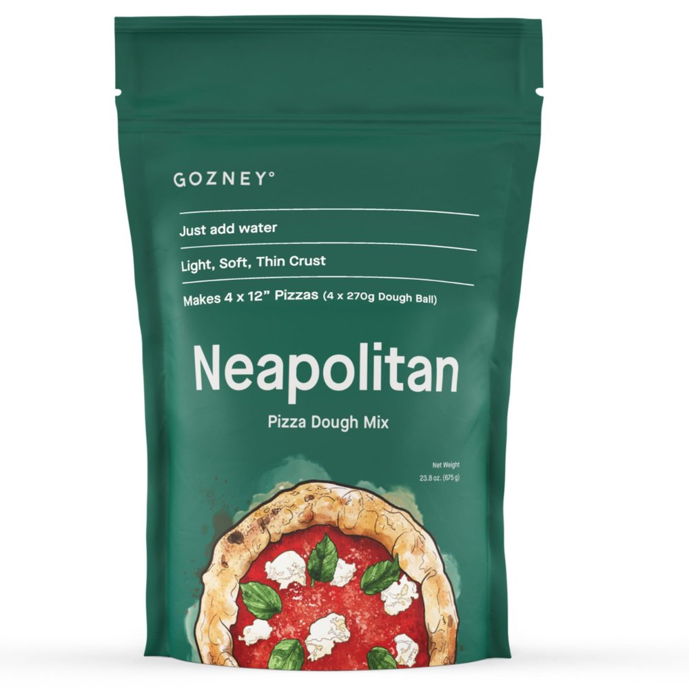 Gozney Just-Add-Water Neapolitan Pizza Dough Mix for Authentic Italian Pizzas  Makes 4 x 9.5oz (270g) Dough Balls for 4 x 12" Pizzas, Premium Flour Baking Mix