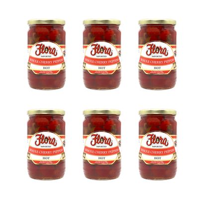 Flora Foods Whole Hot Cherry Peppers in Water & Vinegar Case of 6 Jars | Gourmet Peppers for Pasta & SaladWhole Hot Cherry Peppers in Water & Vinegar 24.3 Oz Jar | Gourmet Peppers for Pasta & Salad