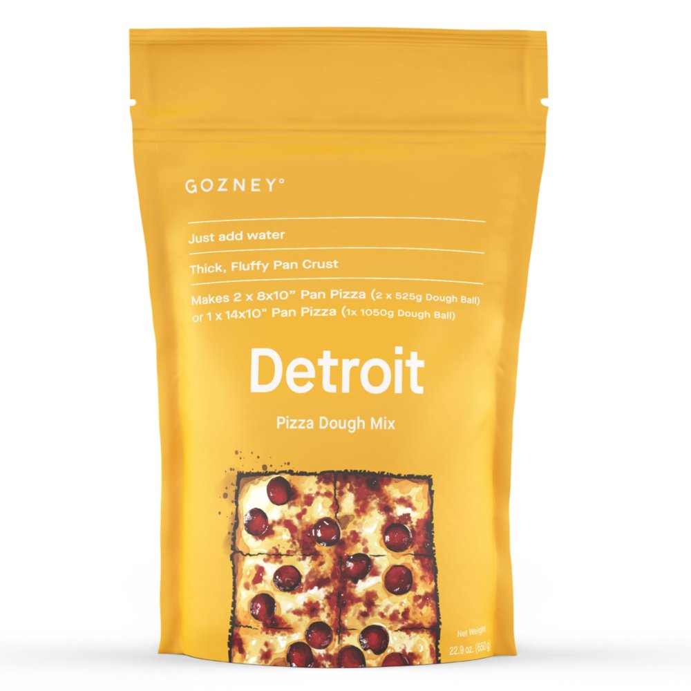 Gozney Just-Add-Water Detroit Pizza Dough Mix  Makes 2 x 18.5oz (525g) Dough Balls, Thick and Fluffy Deep Dish Style Crust