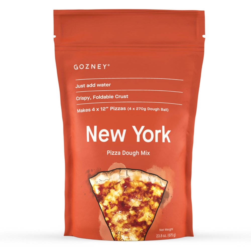 Gozney Just-Add-Water New York Pizza Dough Mix  Makes 4 x 9.5oz (270g) Dough Balls for 4 x 12" Pizzas, New York Style Crust Premium Flour Baking Mix
