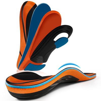 AOTENG STAR Plantar Fasciitis Insoles, High Arch Support Insoles, Heavy Duty Orthotic Shoe Inserts for All Day Walking, Standing (Men 7-7.5 / Women 8-8.5(250mm), Orange-Enhanced)
