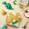 WRAPAHOLIC Dinosaur Wrapping Paper Roll - Mini Roll - 17 Inch x 9.8 Feet - Adorable Ride Dinosaur Design, Perfect for Kids Boys Birthday, Baby Shower, Party view 4