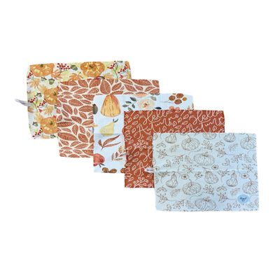 Desert Aqua Waffle Weave Dish Cloths || 5 Pack || Highly Absorbent || Quick Drying || Soft Premium Microfiber Cleaning Cloth || 12x12 inches (Fall) 26