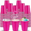 cssopenss 120 Pcs Hot Pink Plastic Cups Valentines Day plastic Disposable cups 12 oz pink Party Cups for drinking Tastings served Snacks Barbecues Picnics view 1