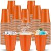cssopenss 120 pcs Orange plastic cups Halloween plastic Disposable cups 12 oz orange Party Cups for drinking Tastings served Snacks Barbecues Picnics view 1