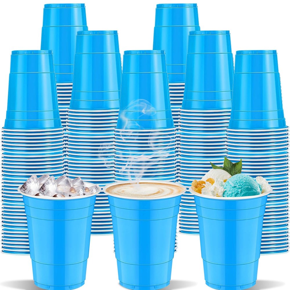 cssopenss 120 pcs 12 oz lake blue plastic cups Gender Reveal Plastic cups blue Party Cups for drinking Tastings served Snacks Barbecues Picnics