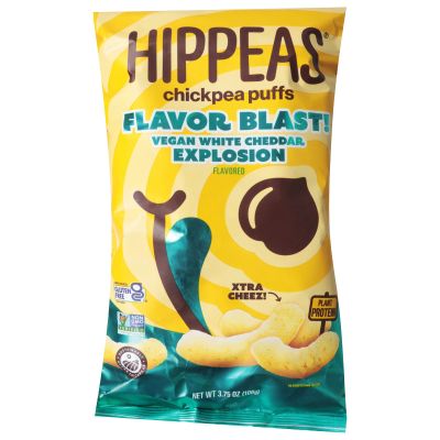 Hippeas Vegan White Cheddar Explosion Flavored Chickpea Puffs, Extra Cheez, Non GMO, Gluten Free, 3.75 Ounces (Pack Of 12)