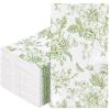 100Pcs Floral Guest Napkins Disposable Green Wildflower Paper Napkins Green Flower Dinner Hand Napkin for Party Supplies Table Decorations view 1
