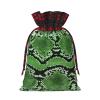 SDFHU Green Snakeskin Print Christmas Wrapping Bags Gift Bags With Drawstring, Xmas Party Presents And Favors view 2