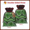 SDFHU Green Snakeskin Print Christmas Wrapping Bags Gift Bags With Drawstring, Xmas Party Presents And Favors view 3