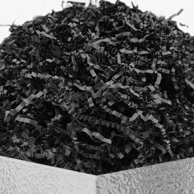 DOTUHAO Crinkle Cut Paper Shred Filler Black Crinkle Shredded Paper for Gift Box - Gift Basket Bag Filler - Grass Cushion Stuffing for Valentine's Day Halloween Holiday Packaging Wrapping - 4 oz