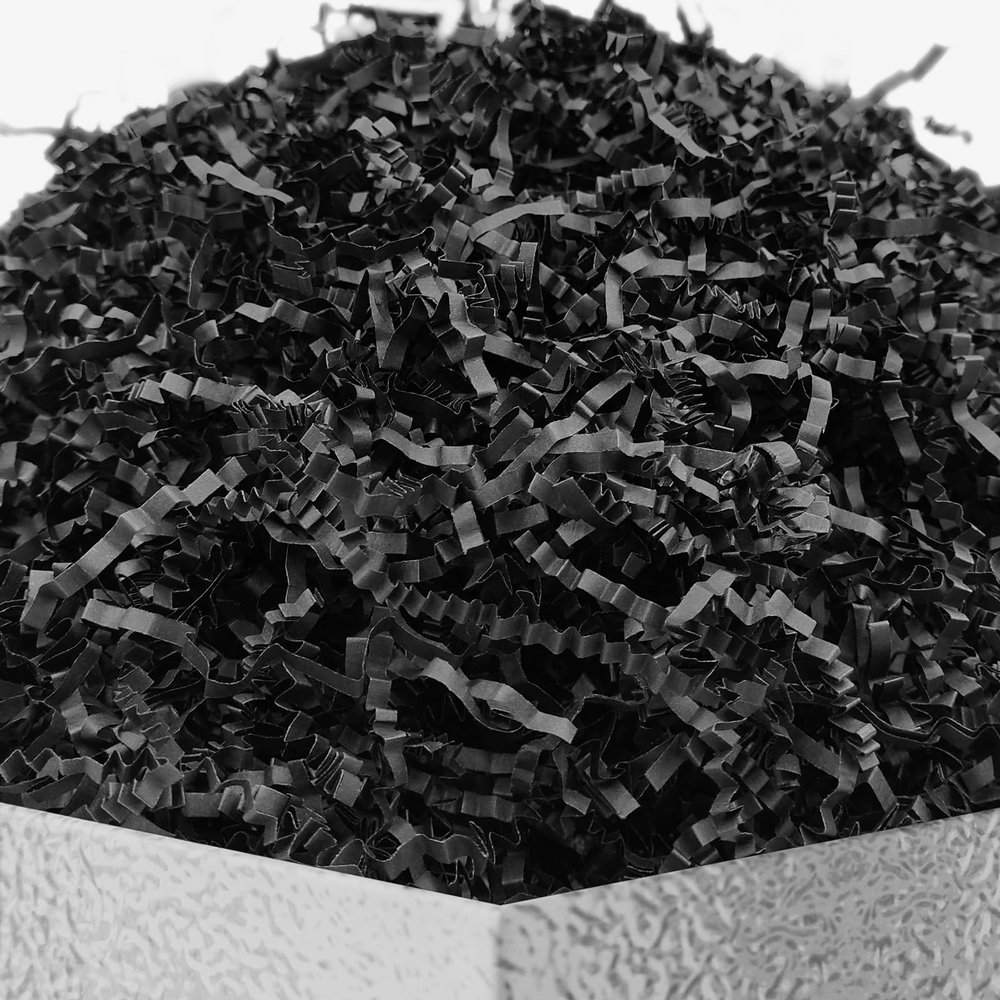 DOTUHAO Crinkle Cut Paper Shred Filler Black Crinkle Shredded Paper for Gift Box - Gift Basket Bag Filler - Grass Cushion Stuffing for Valentine's Day Halloween Holiday Packaging Wrapping - 4 oz